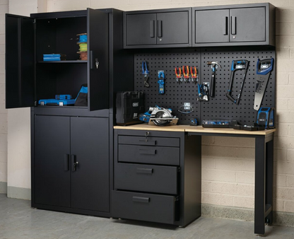 Toolmith 8 Piece Garage Cabinet Combo Tool Storage Peg Board Industrial Workstation Garage Workstation