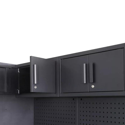 Toolmith 8 Piece Garage Cabinet Combo Tool Storage Peg Board Industrial Workstation Garage Workstation