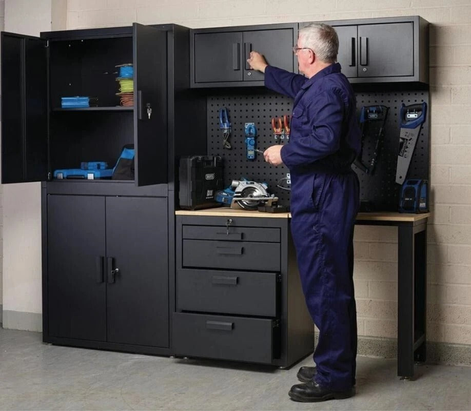 Toolmith 8 Piece Garage Cabinet Combo Tool Storage Peg Board Industrial Workstation Garage Workstation