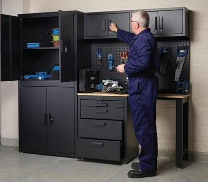 Toolmith 8 Piece Garage Cabinet Combo Tool Storage Peg Board Industrial Workstation Garage Workstation